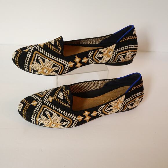 Rothy's Shoes - Rothy's Women's 6 Lounge Loafer Shoes Dark Boho Black Gold Slip On Shoes NEW